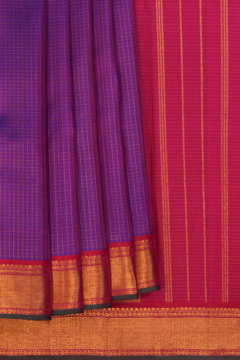 Image of Arani Silk Kattam Purple Saree